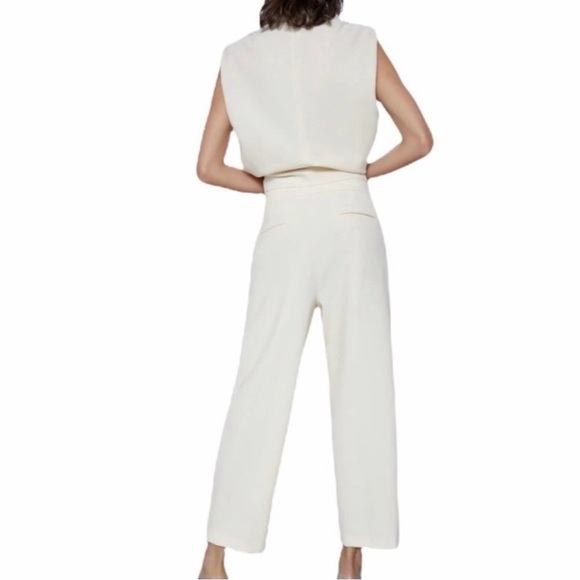 Zara Cream Pleated Trousers High Waist XS - Picture 3 of 14